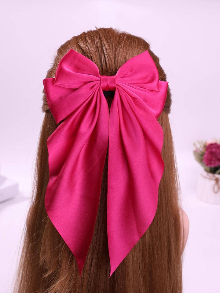 Hot Pink Bow Hair Clip, For Daily Decoration