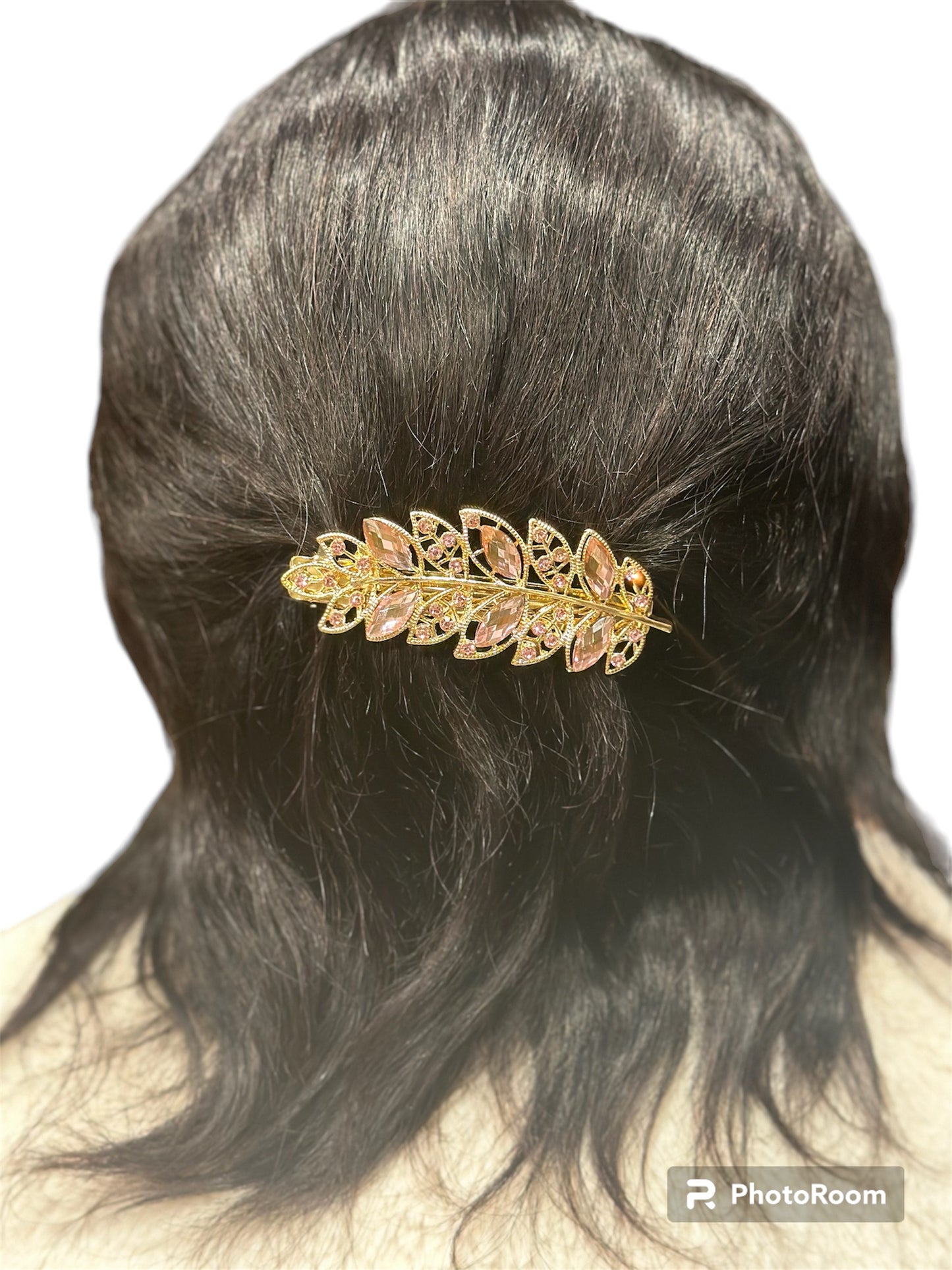 Rhinestone Leaf Design Hair Clip