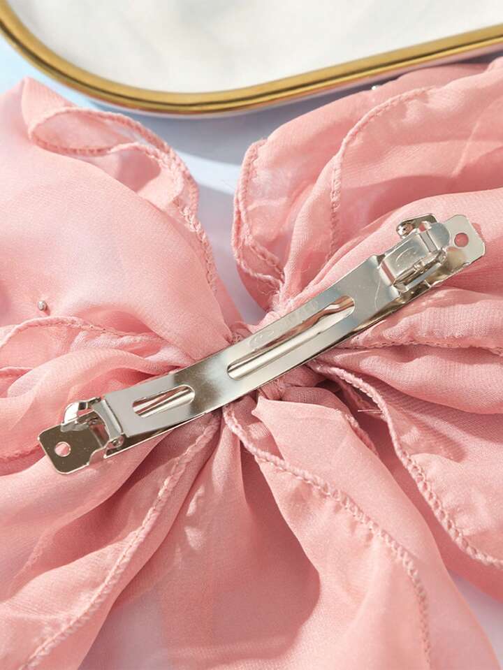 Faux Pearl & Bow Decor French Clip