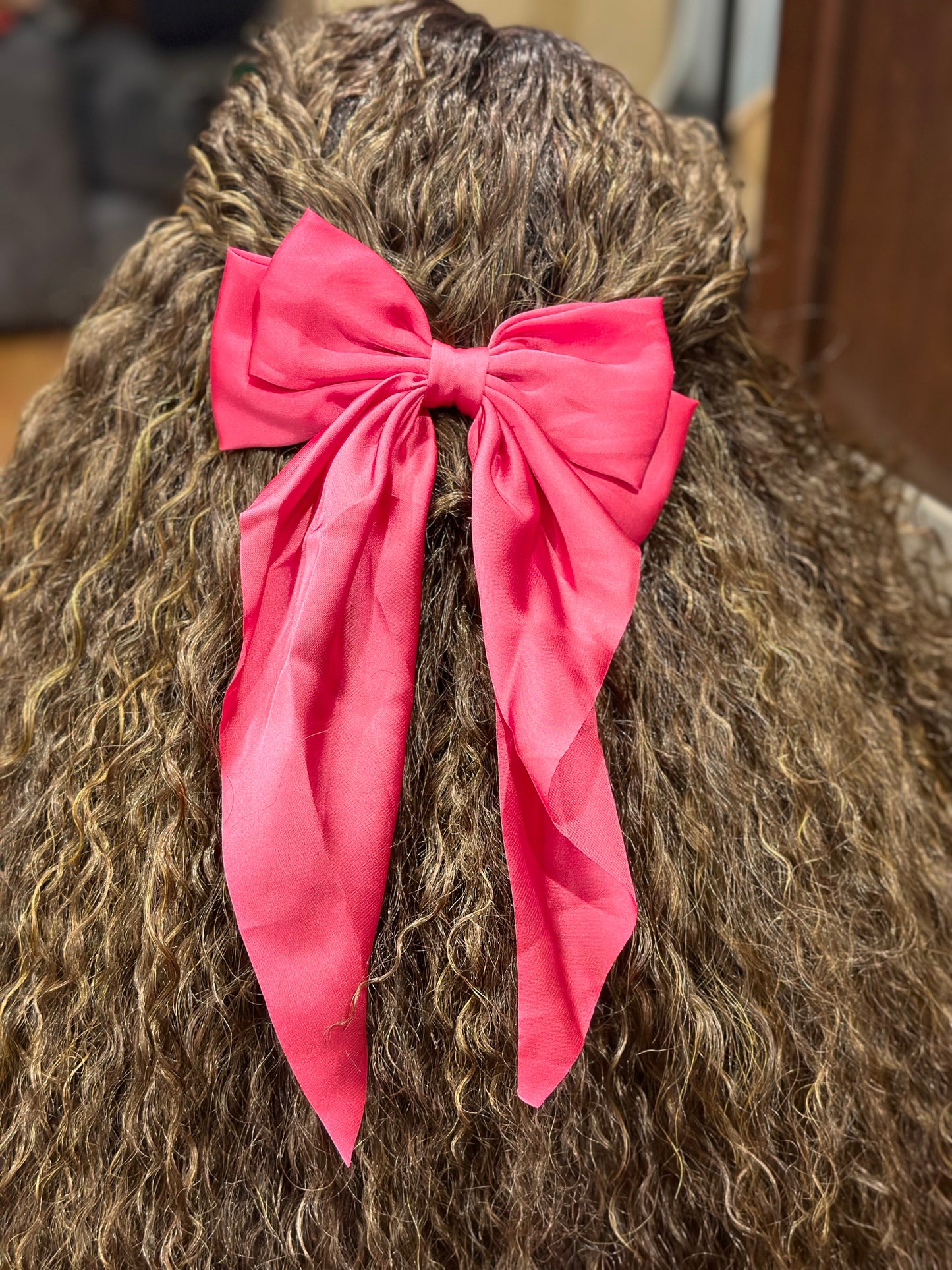 Hot Pink Bow Hair Clip, For Daily Decoration