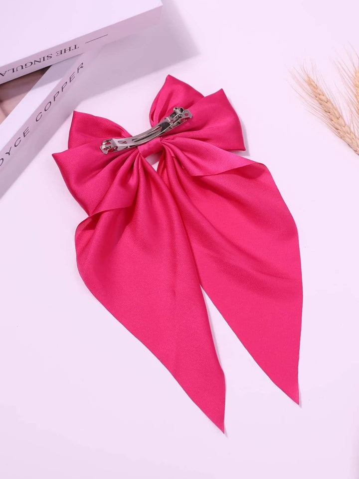 Hot Pink Bow Hair Clip, For Daily Decoration