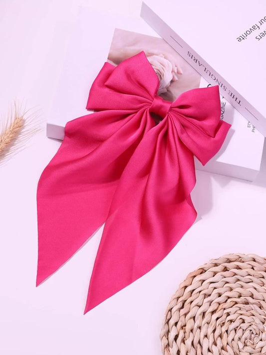 Hot Pink Bow Hair Clip, For Daily Decoration